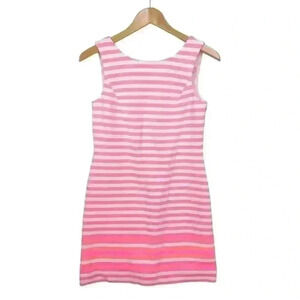 Lilly Pulitzer Eden Tropical Pink Pout Ottoman Striped Shift Dress Size Small